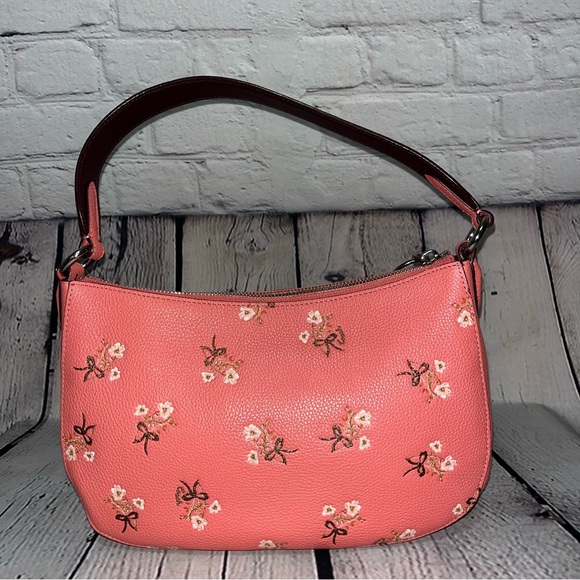 Rare! Coach Sutton Pink Leather Floral Crossbody Bag (Style #55373) - Picture 7 of 17